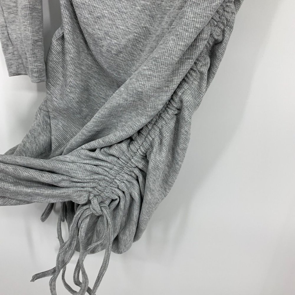 Shein Dress Gray Bodycon Mini Drawstring Side Long Sleeve - Picture 6 of 10